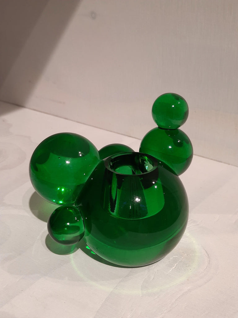 glazen kaarsen standaard in groen glas handgemaakt