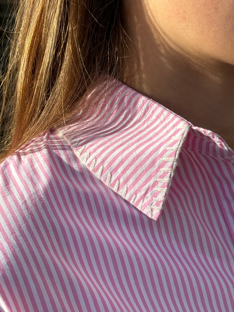 roze wit gestreepte katoenen blouse