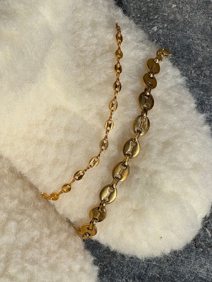 roestvrij staal armbandjes met koffie boon schakel, verstelbaar